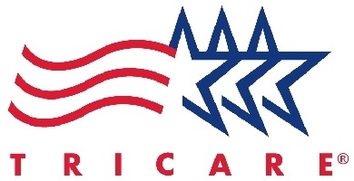 TRICARE logo with three blue outlined stars and three red wavy lines to the left, symbolizing the American flag, with "TRICARE" in red below—ideal for families seeking autism treatment near Houston TX.