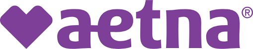 Aetna logo in purple text with a heart-shaped symbol on the left and a registered trademark symbol on the upper right, often seen at providers offering autism therapy near Houston TX.