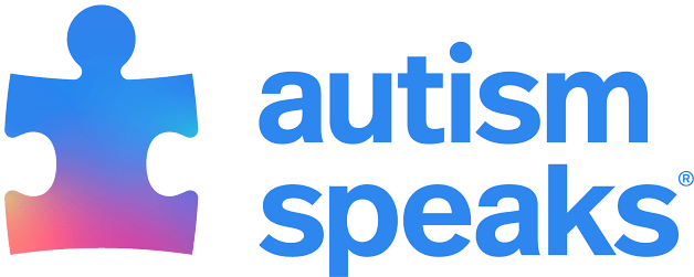 The Autism Speaks logo features a blue and pink gradient puzzle piece next to the words "autism speaks" in lowercase blue letters, symbolizing hope for families seeking autism therapy near Houston TX.