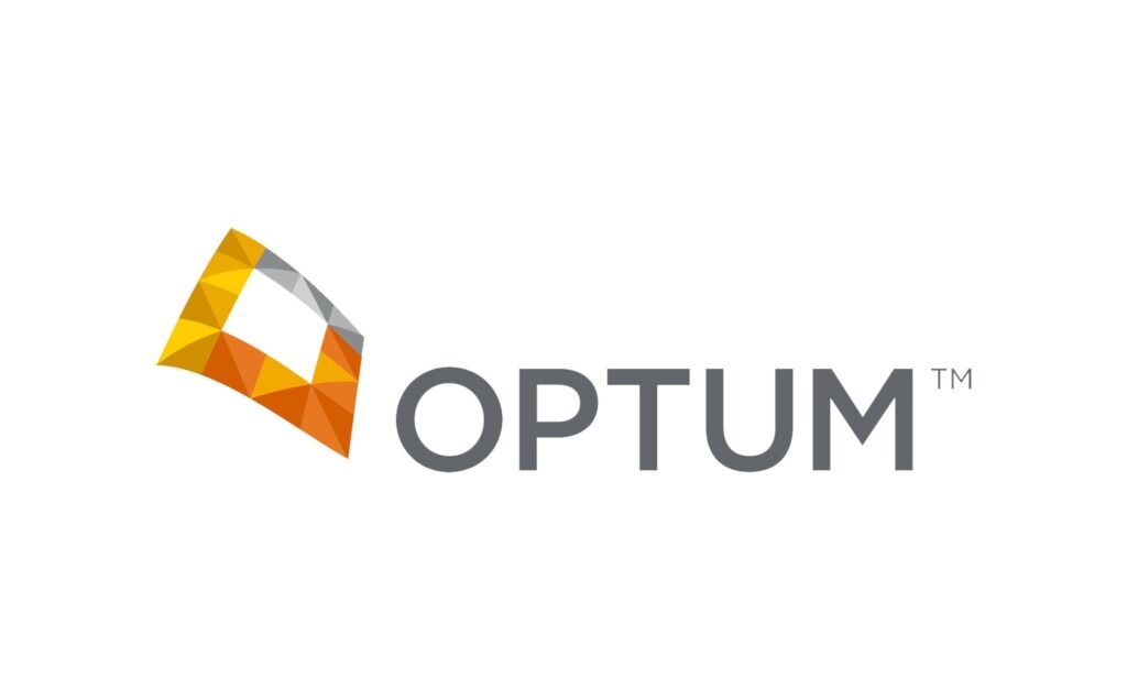 The Optum logo featuring a geometric, multicolored triangular pattern to the left of the gray word "OPTUM" on a white background represents trusted support for those seeking ABA near Houston TX or an autism therapist near Houston TX.
