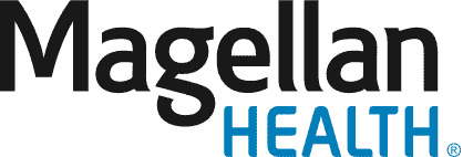 Magellan Health logo with "Magellan" in black letters and "HEALTH" in blue capital letters underneath and aligned to the right, often seen at providers offering autism therapy near Houston TX.